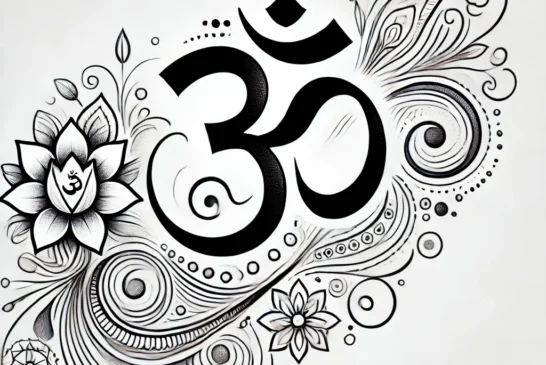 DALL·E 2024-08-19 14.45.17 - A tattoo design featuring the Om symbol suitable for women. The design should be elegant and delicate, with smooth and flowing lines forming the Om sy