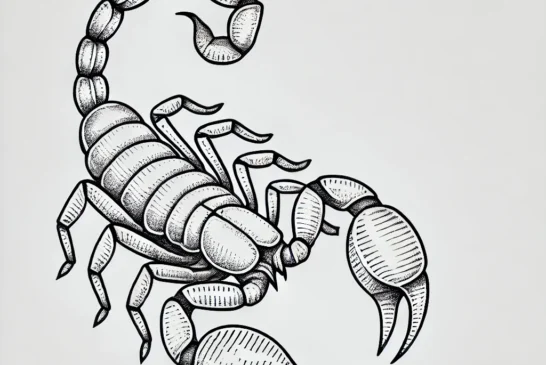 DALL·E 2024-08-19 17.36.11 - A detailed tattoo design featuring a scorpion suitable for a small tattoo. The design should be intricate yet compact, with fine lines and shading to